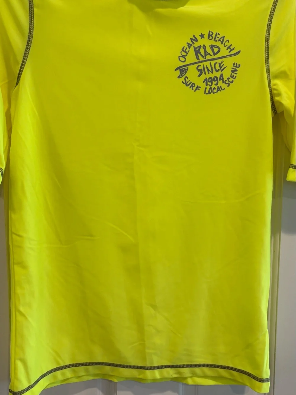 Neon Yellow Kids' Rash Guard Shirt. Size XL (14-16)